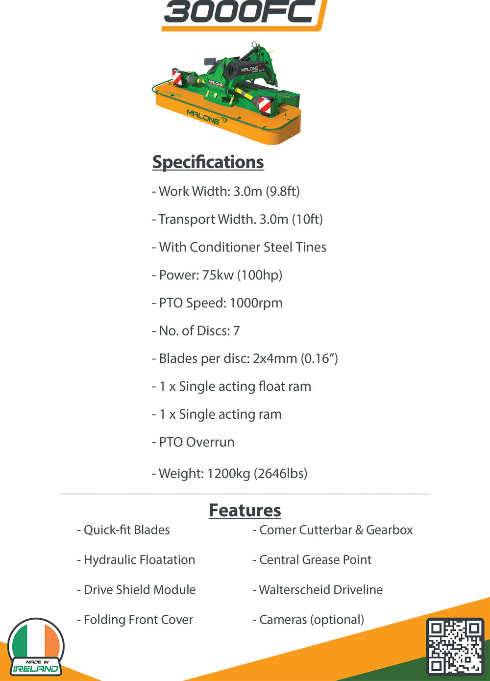 The Malone Procut 3000FC - Front Conditioner Mower